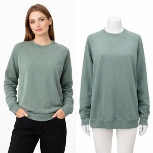 H&M Green Sage Crewneck Sweatshirt Womens Size S Casual Pullover